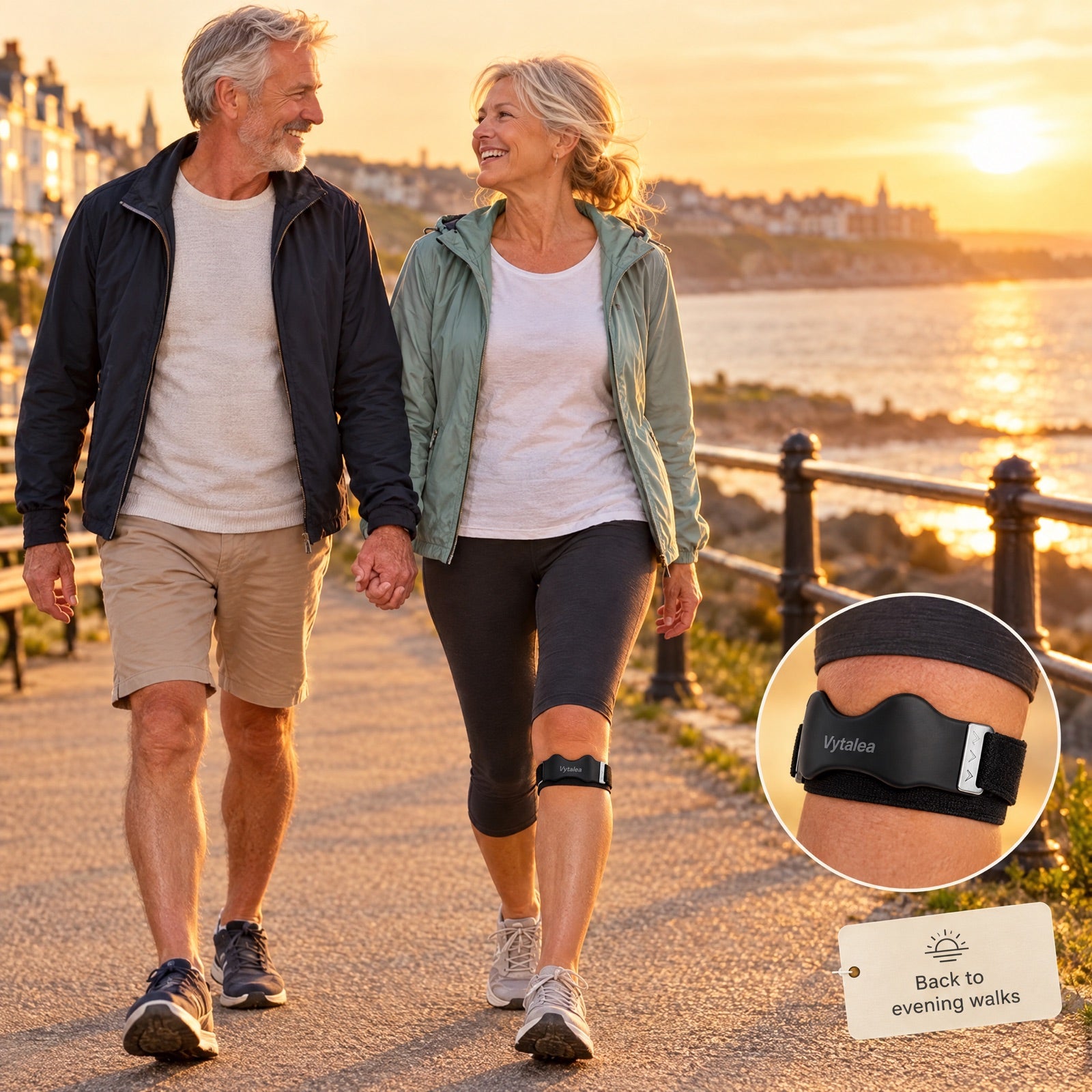 Couple walking along the seafront